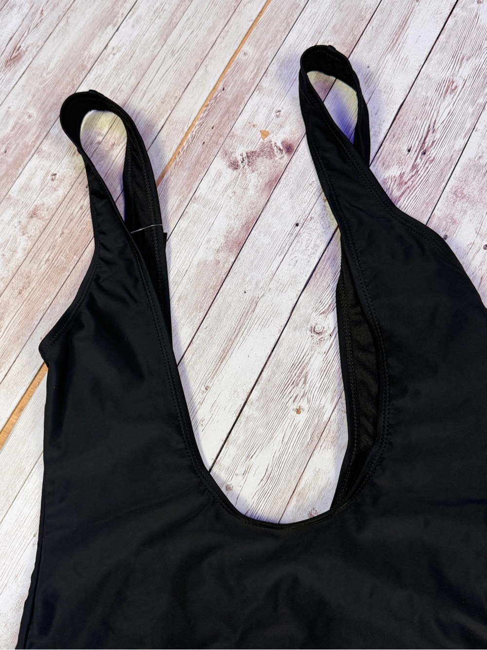 Black One-Piece Scoop Front Swimsuit - Picture 5 of 7